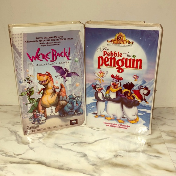 Vintage VHS Kids Movies Bundle: "We're Back!" & "The Pebble and the Penguin" - Picture 1 of 4